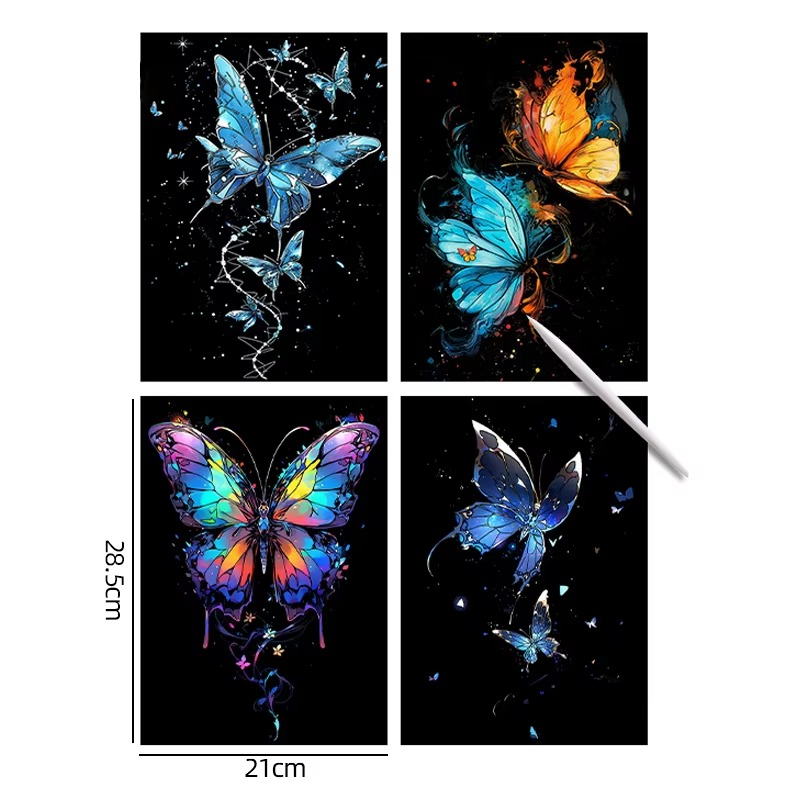 HappyBimbi - 4 Carte magiche che brillano al buio – crea rilassati e divertiti